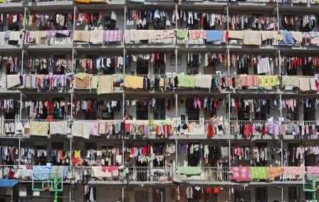 Hangers for clothes on the balcony