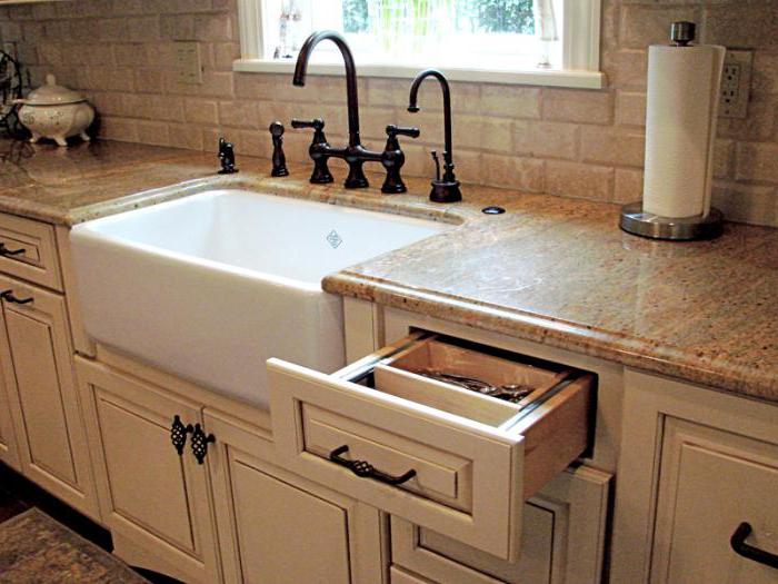 ceramic sink in the kitchen