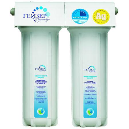 Flow-through filter for water purification. Filter for drinking water