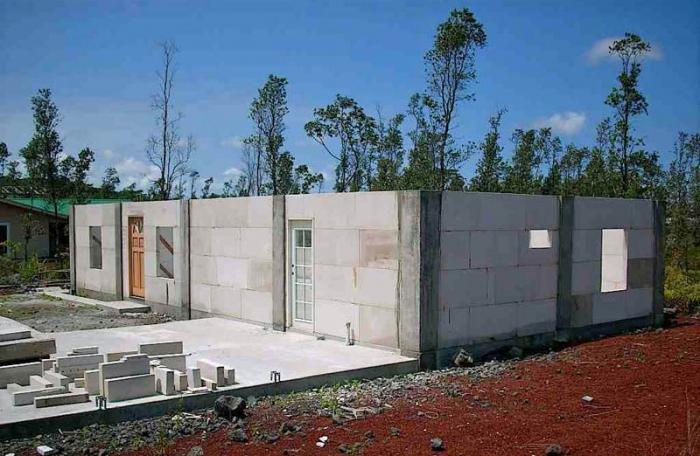 construction of a house made of foam blocks