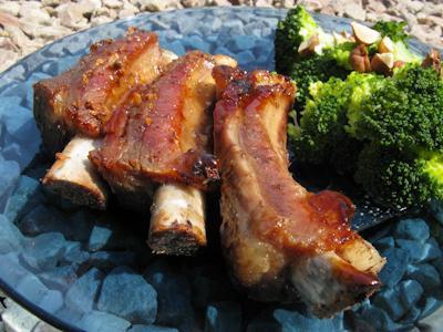 Pork ribs on the grill