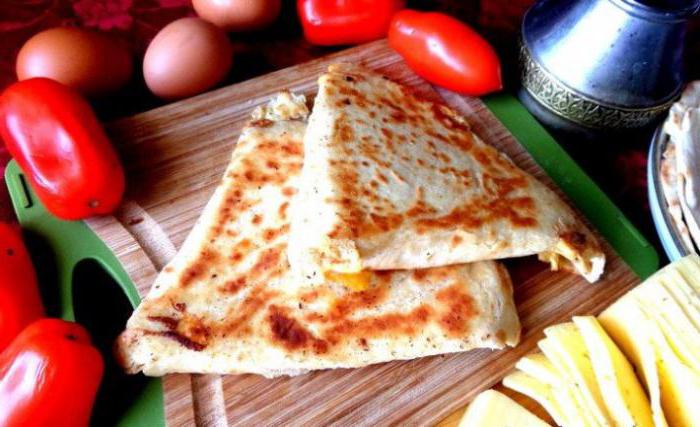 pita bread with cheese and frying pan