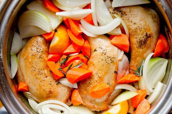 chicken in a pot in the oven step by step culinary recipe 