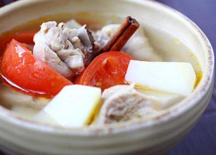 chicken soup with tomatoes and potatoes 