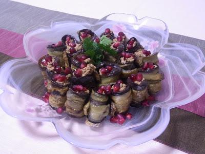 aubergine rolls with walnuts