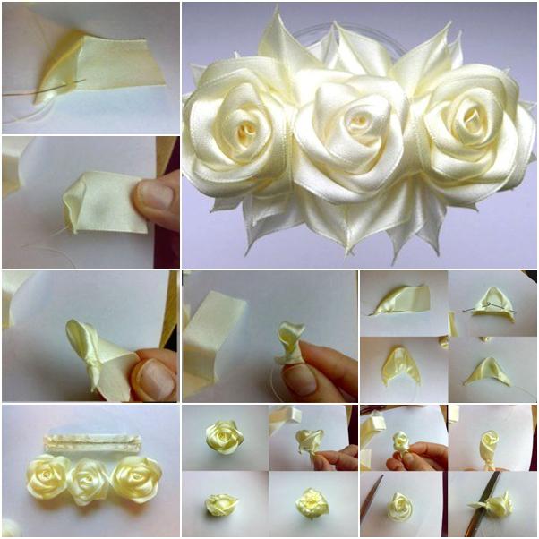 make flowers from satin ribbons