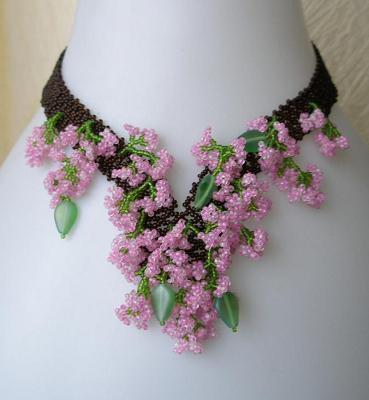 Beaded necklace is an excellent decoration, created by own hands