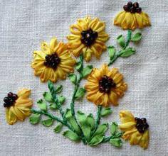 sunflower from satin ribbons 