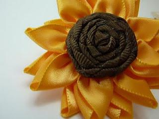 embroidery with ribbons of sunflowers