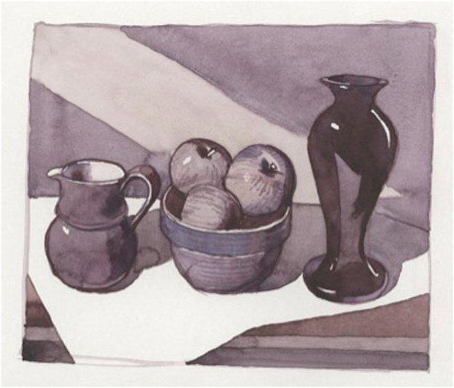 still-life jug and apple