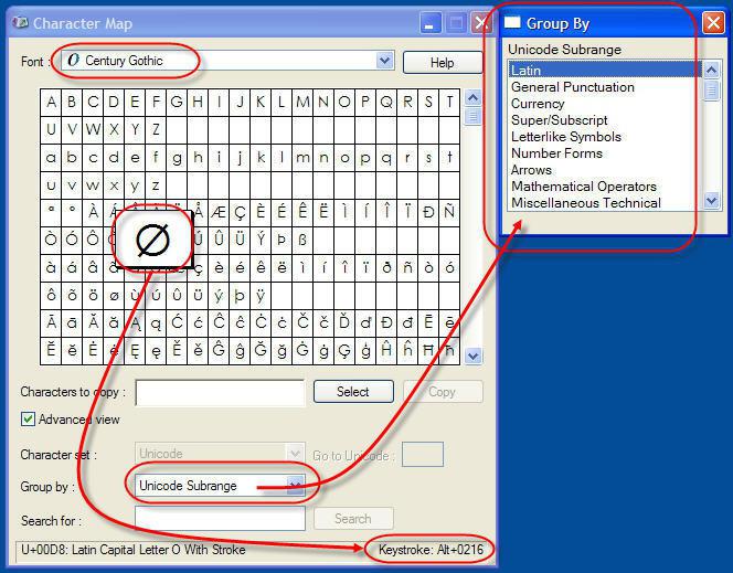 What is the diameter sign and how to find it on the keyboard?