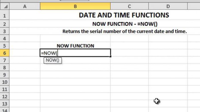 Excel current date