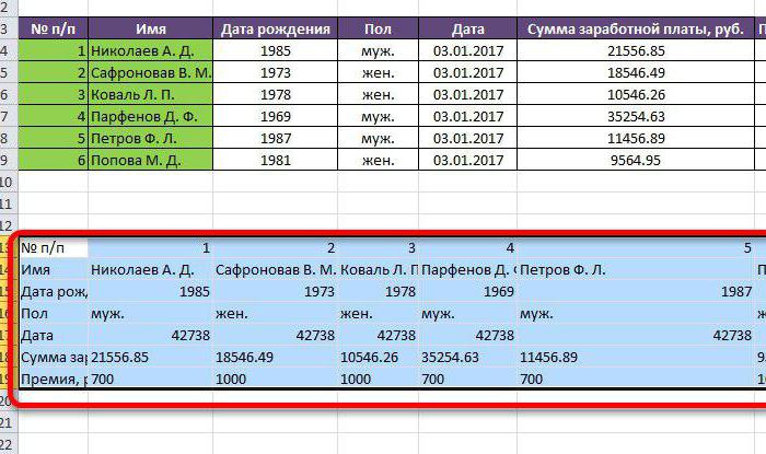 Two ways to turn the table in Excel