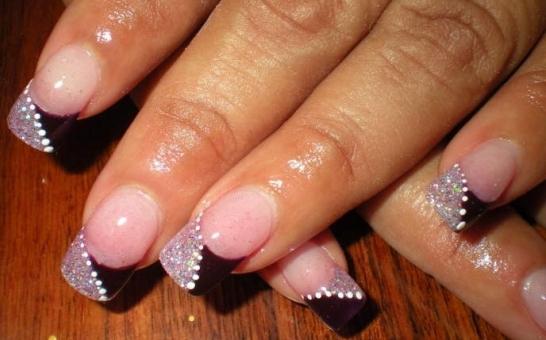 French manicure with rhinestones