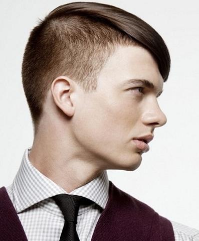 Men's haircuts with a shaven temple - trendy classic