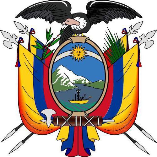 The flag of Ecuador and its coat of arms
