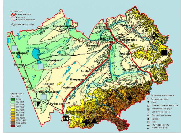 map of minerals of the Altai Territory