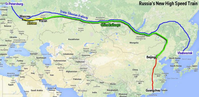 Moscow-Beijing high-speed railway: construction, scheme, project and location on the map