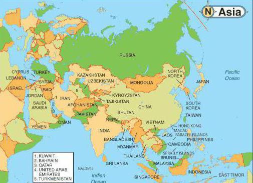 The countries of Asia and their capitals, known all over the world